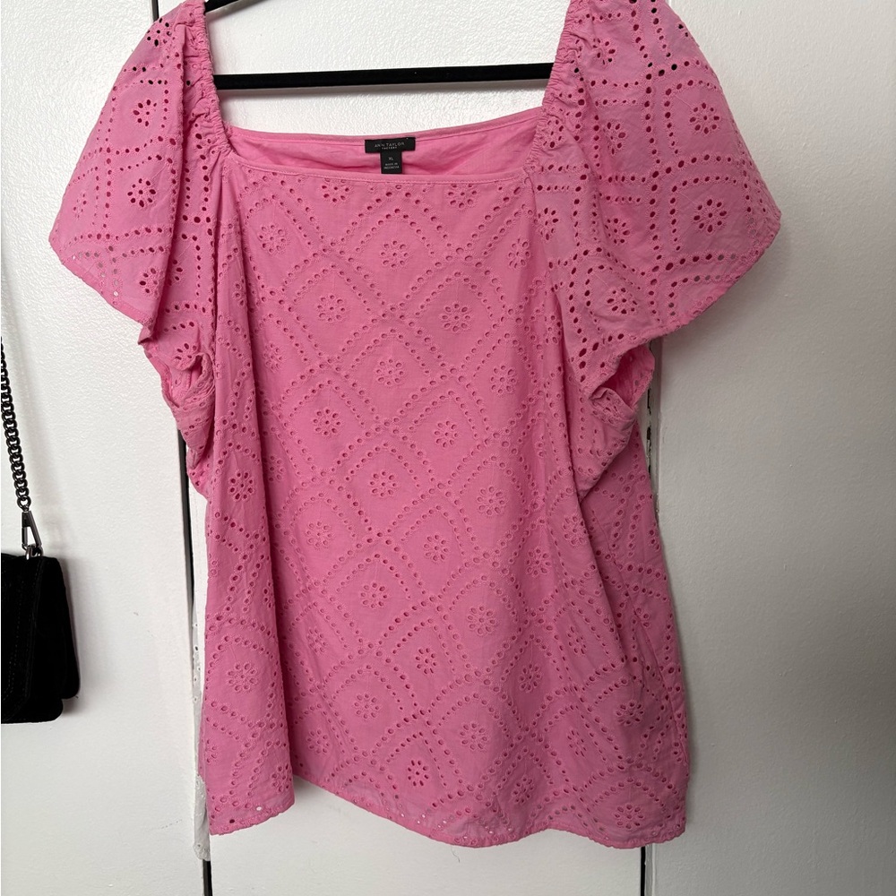 Ann Taylor Pink Eyelet Women's Top